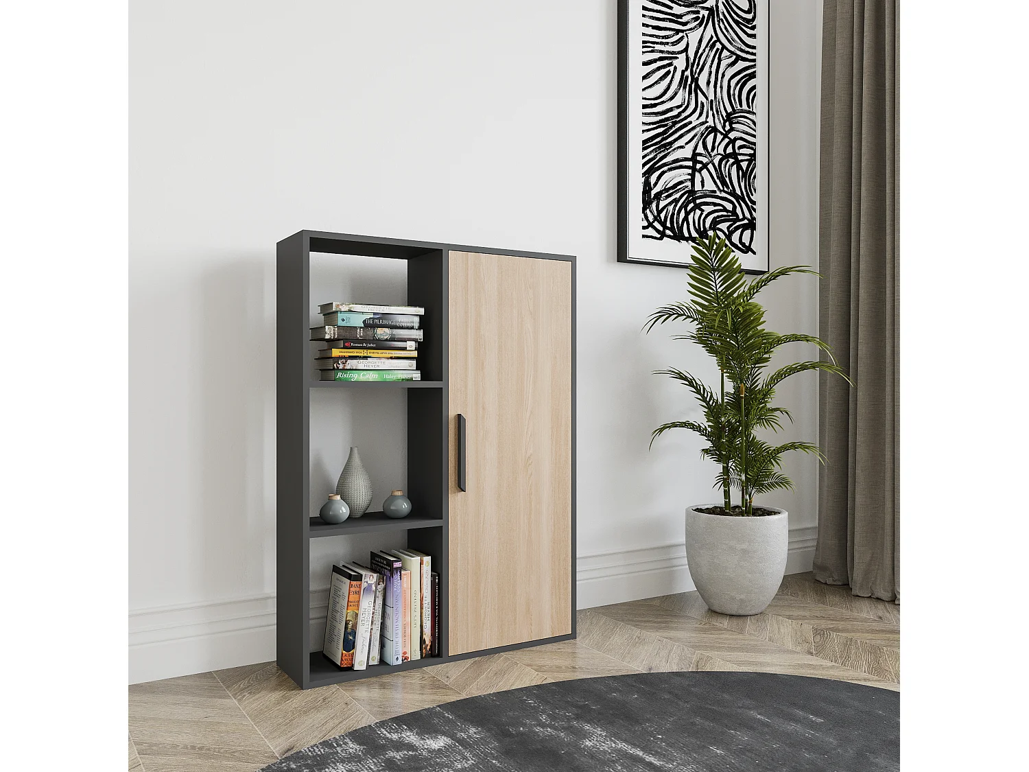 Decorotika Patrick 3 Shelves and a Cabinet Bookcase