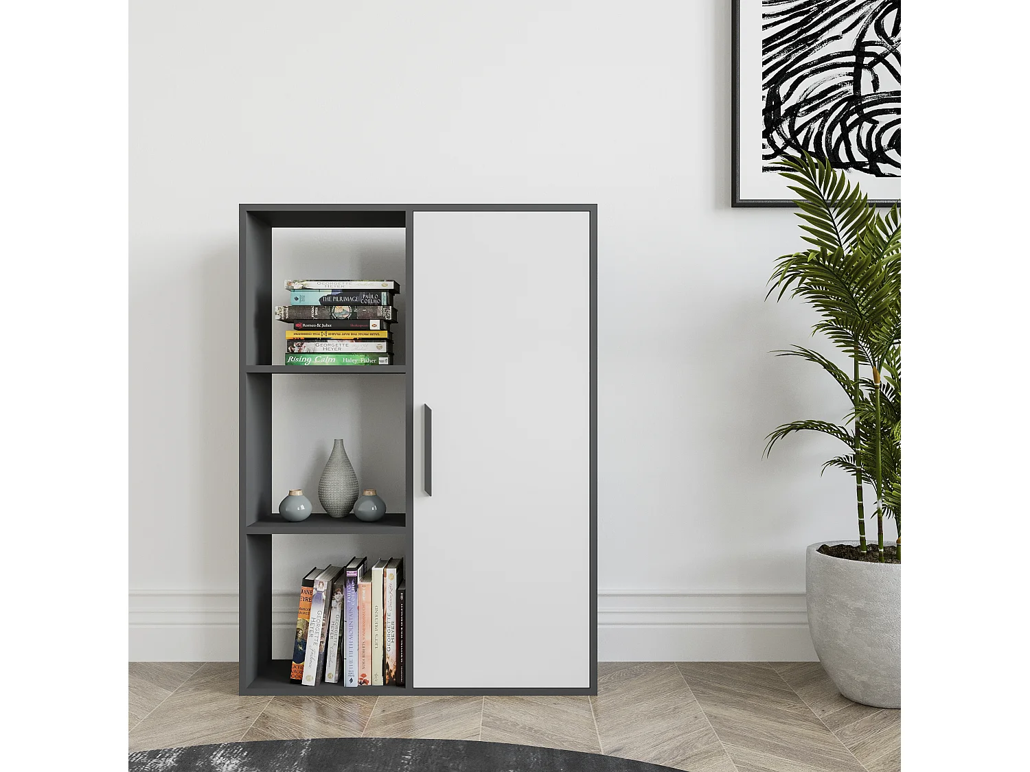 Decorotika Patrick 3 Shelves and a Cabinet Bookcase