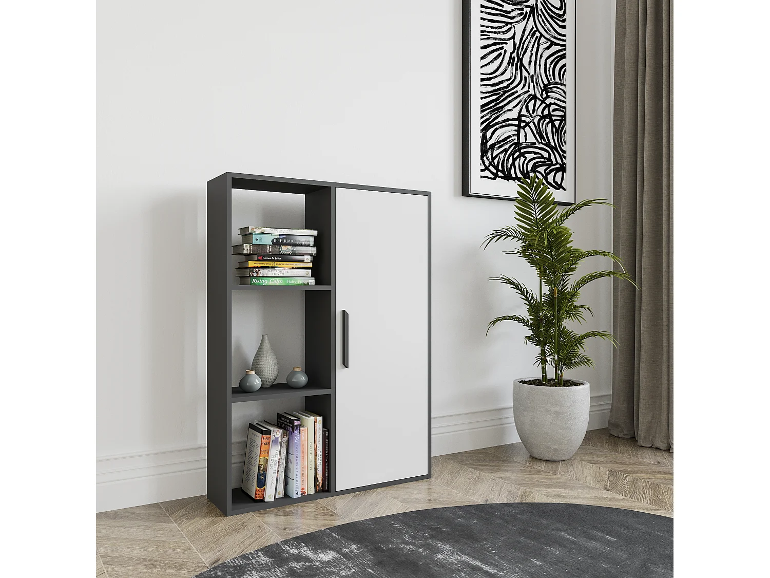 Decorotika Patrick 3 Shelves and a Cabinet Bookcase