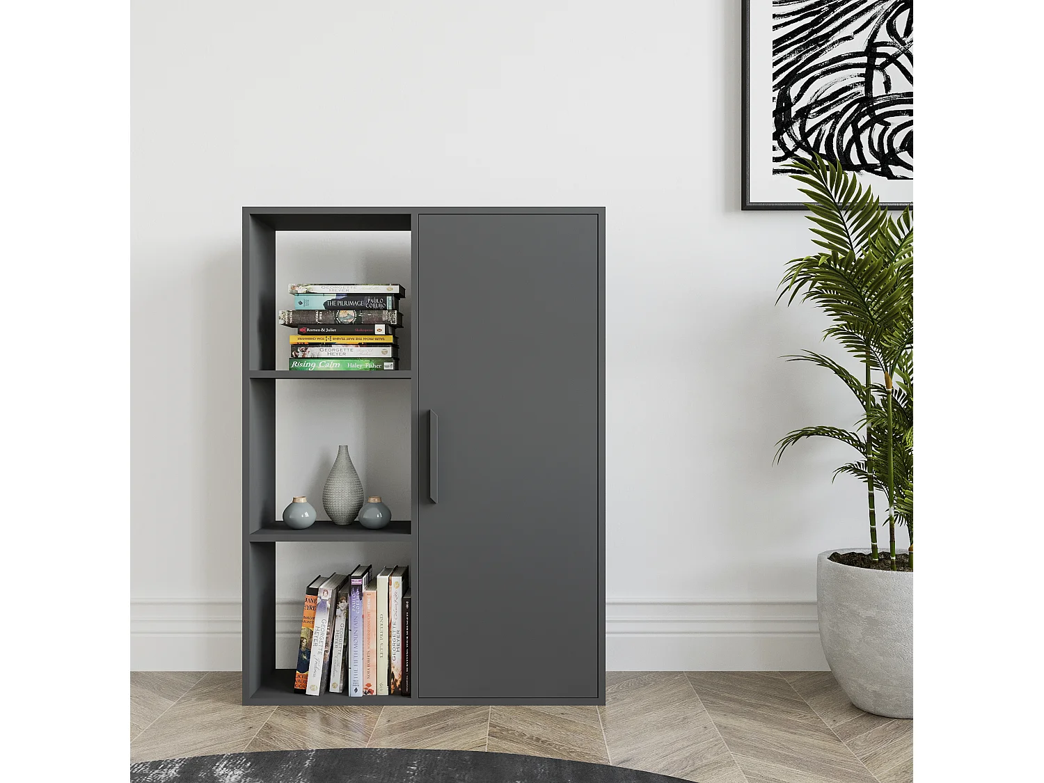 Decorotika Patrick 3 Shelves and a Cabinet Bookcase