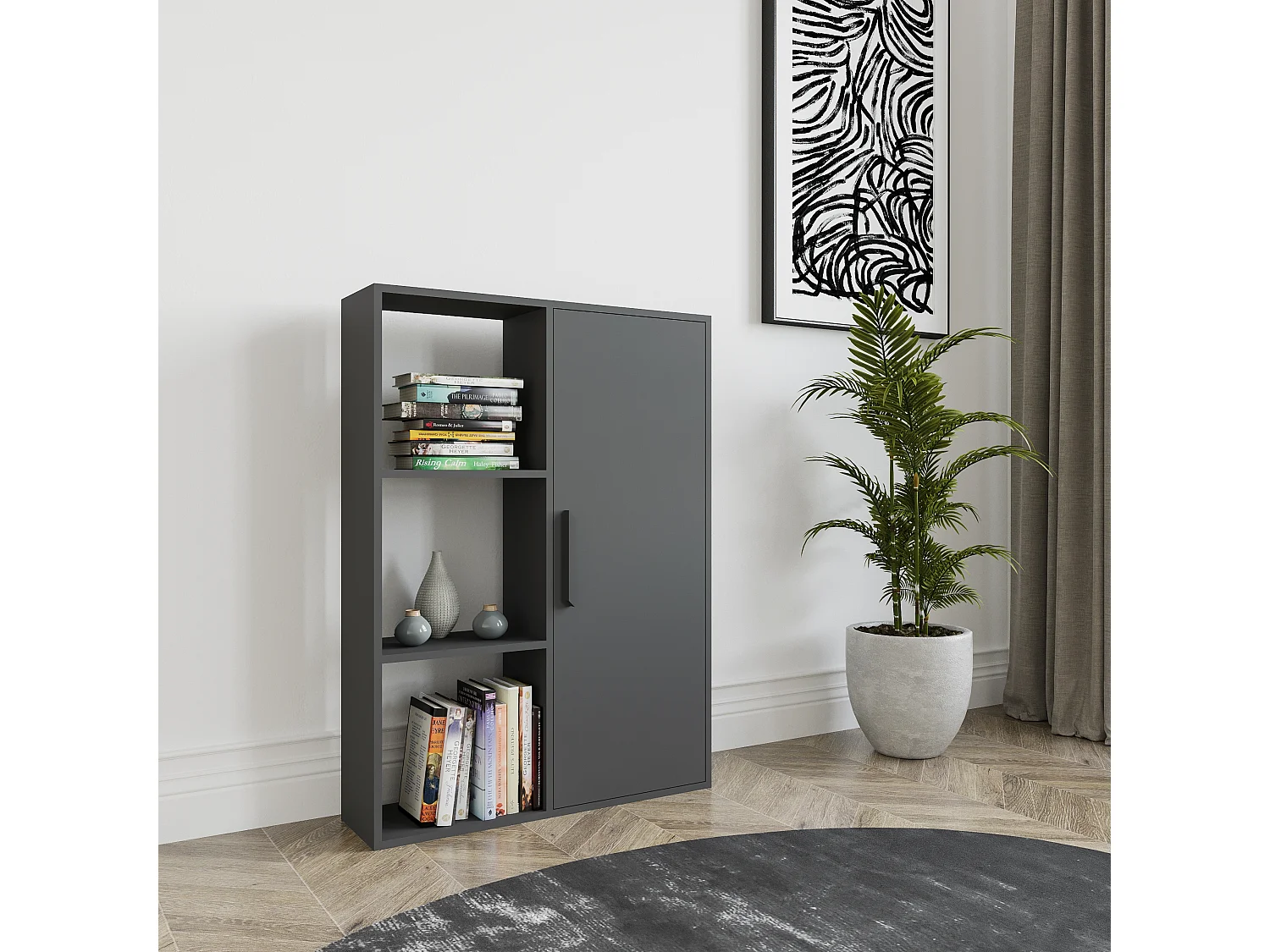 Decorotika Patrick 3 Shelves and a Cabinet Bookcase