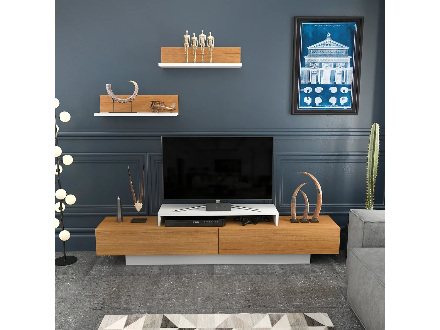 Decorotika Lusi  TV Unit for TVs up to 80 inches with Included Wall Shelves