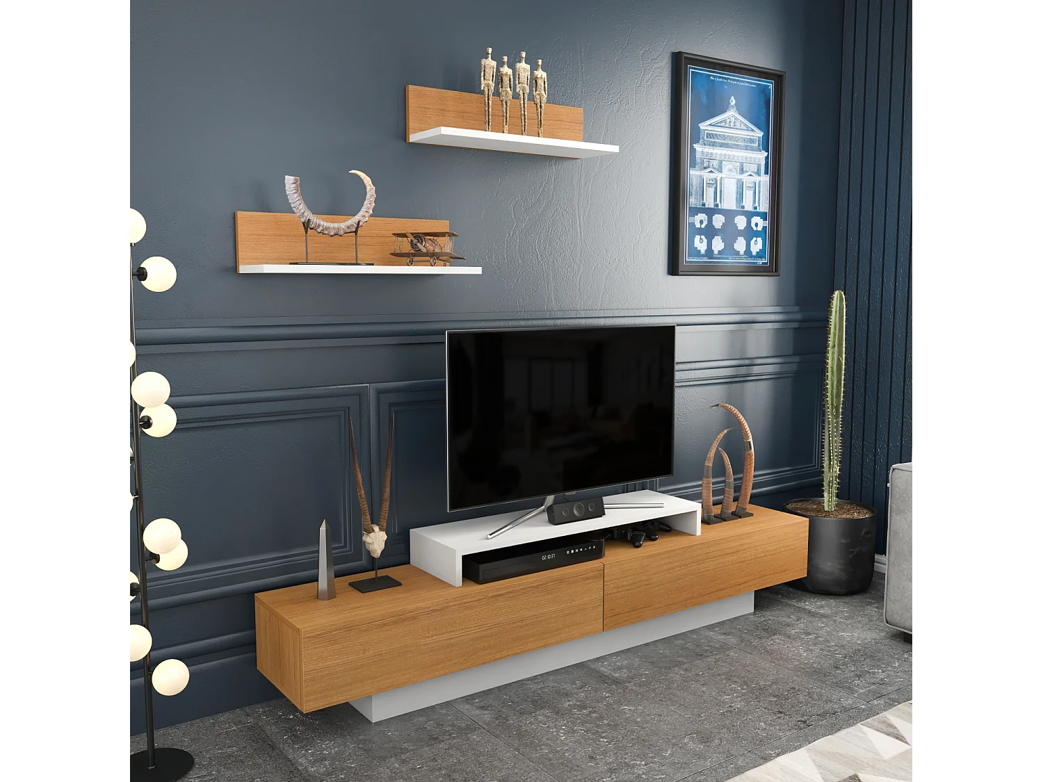 Decorotika Lusi  TV Unit for TVs up to 80 inches with Included Wall Shelves