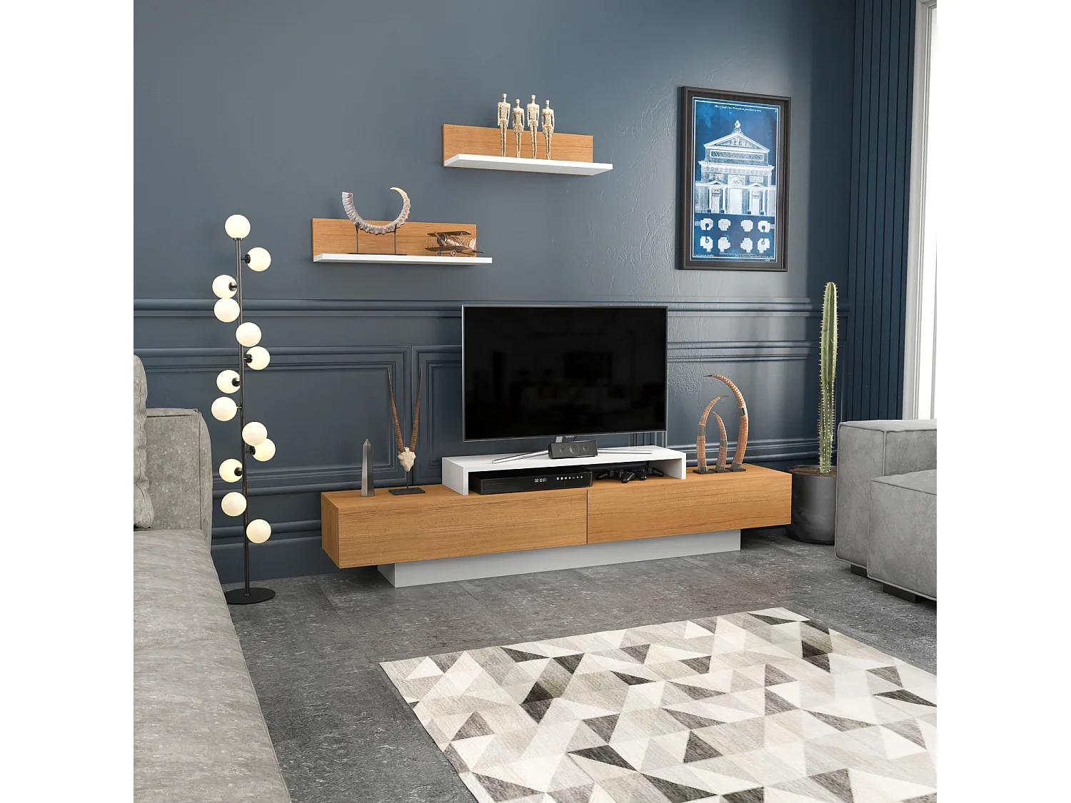 Decorotika Lusi  TV Unit for TVs up to 80 inches with Included Wall Shelves