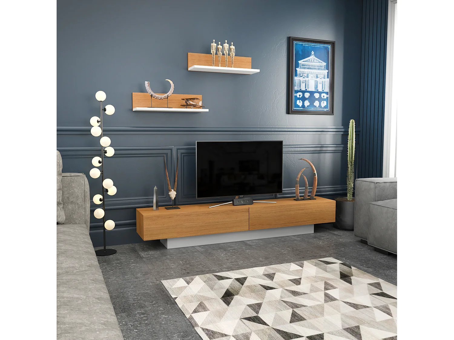 Decorotika Lusi  TV Unit for TVs up to 80 inches with Included Wall Shelves