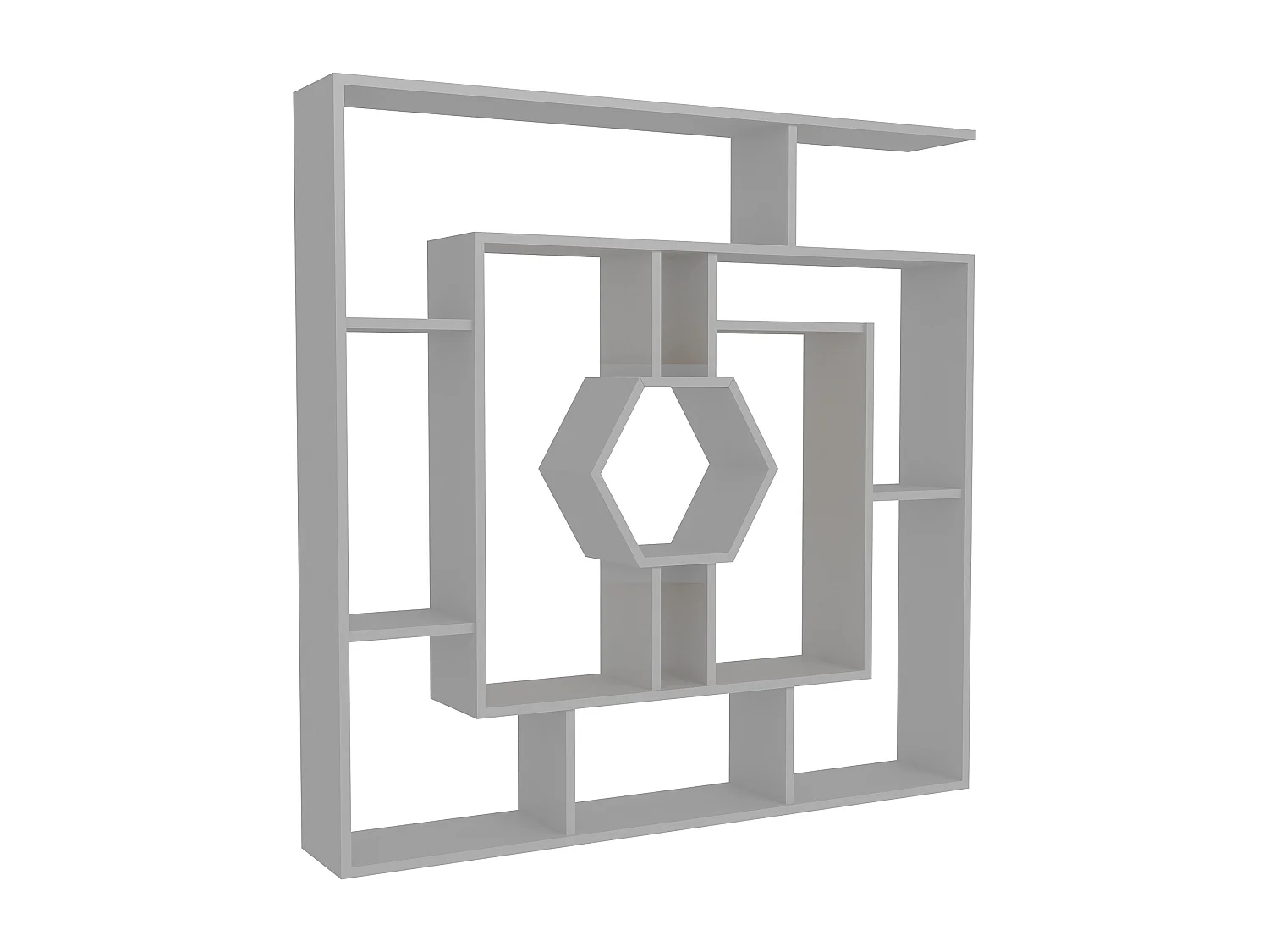 Decorotika Labrina Geometric Design Bookcase - 134 cm H x 134 cm W x 23 cm D