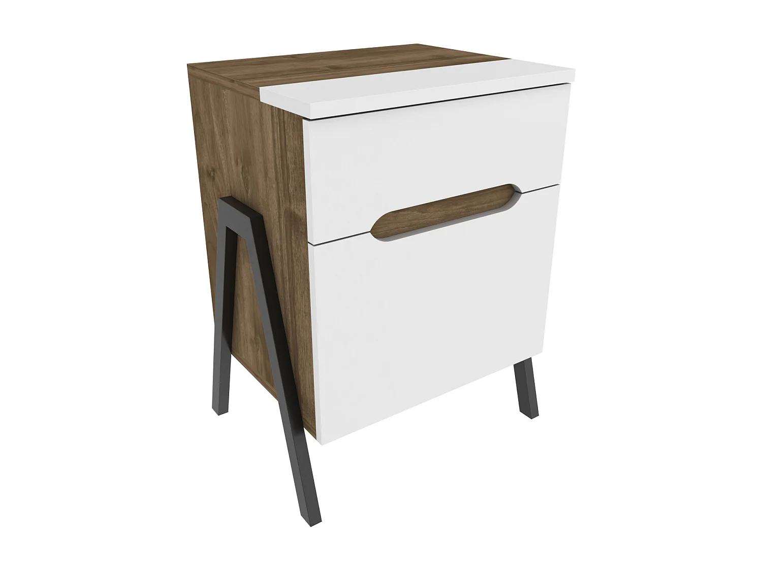 Decorotika Neva Nightstand with Drawer and Cabinet - 45 cm W  x 64 cm H x 38 cm D