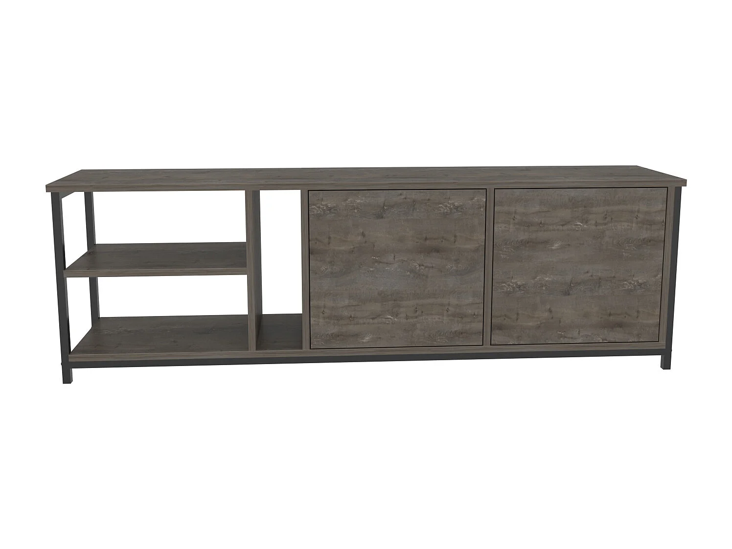 Decorotika Primrose TV Unit for TV's up to 72 inches with Cabinets and Open Shelves