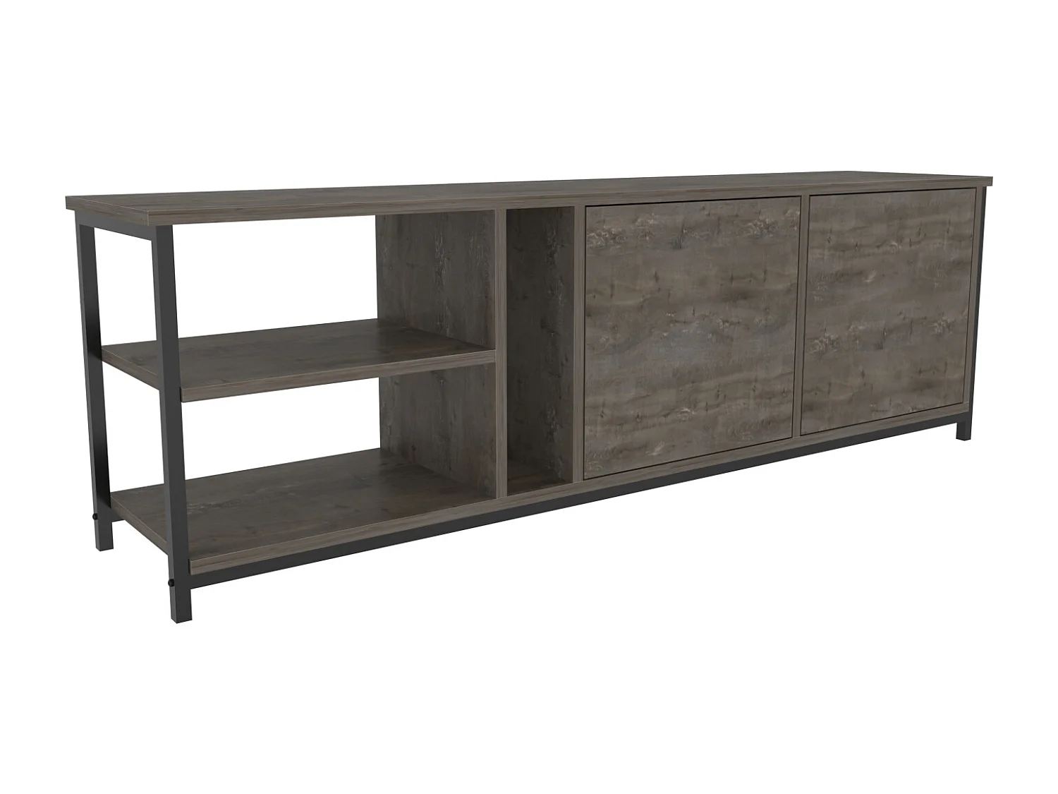 Decorotika Primrose TV Unit for TV's up to 72 inches with Cabinets and Open Shelves