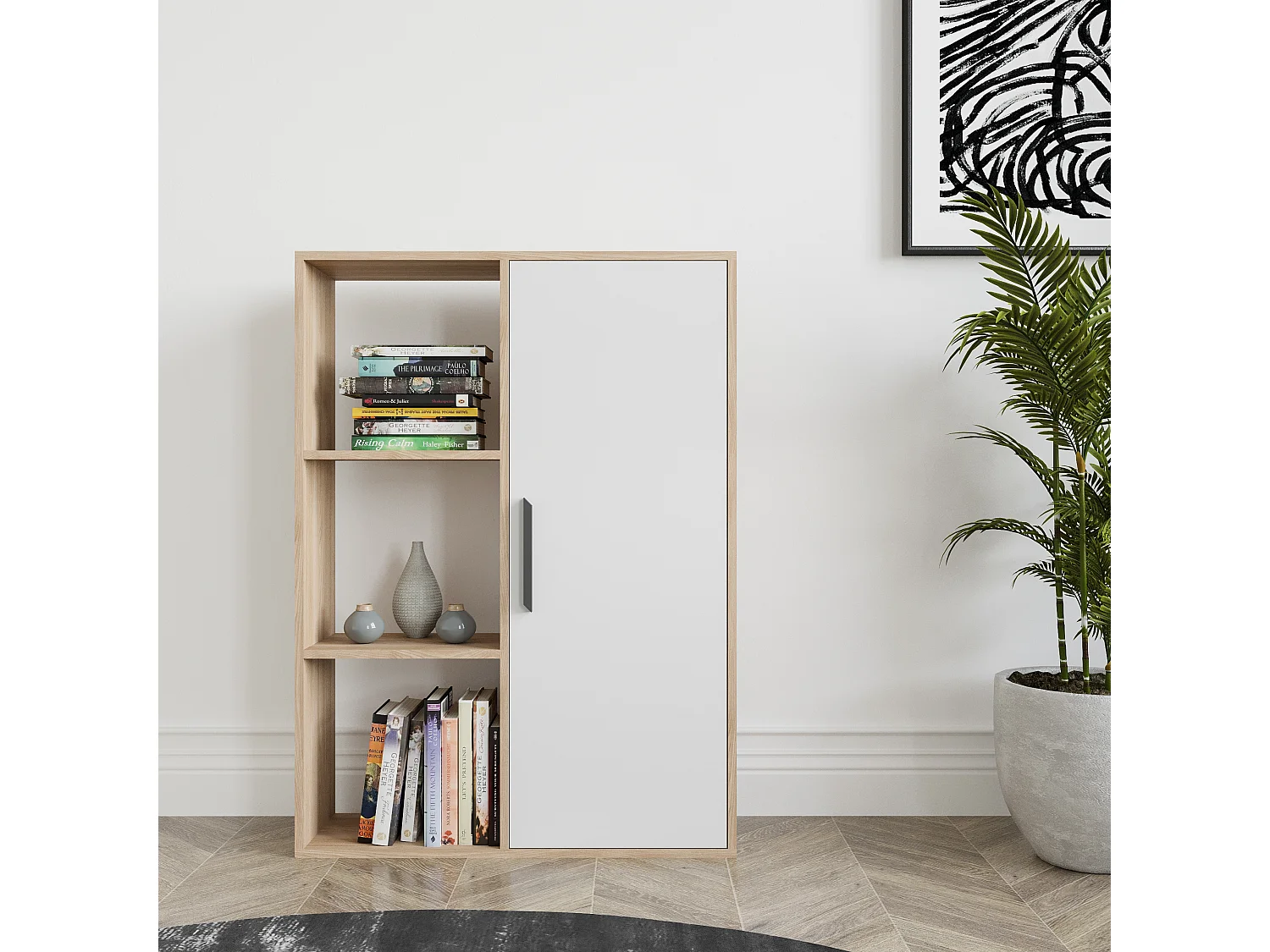 Decorotika Patrick 3 Shelves and a Cabinet Bookcase