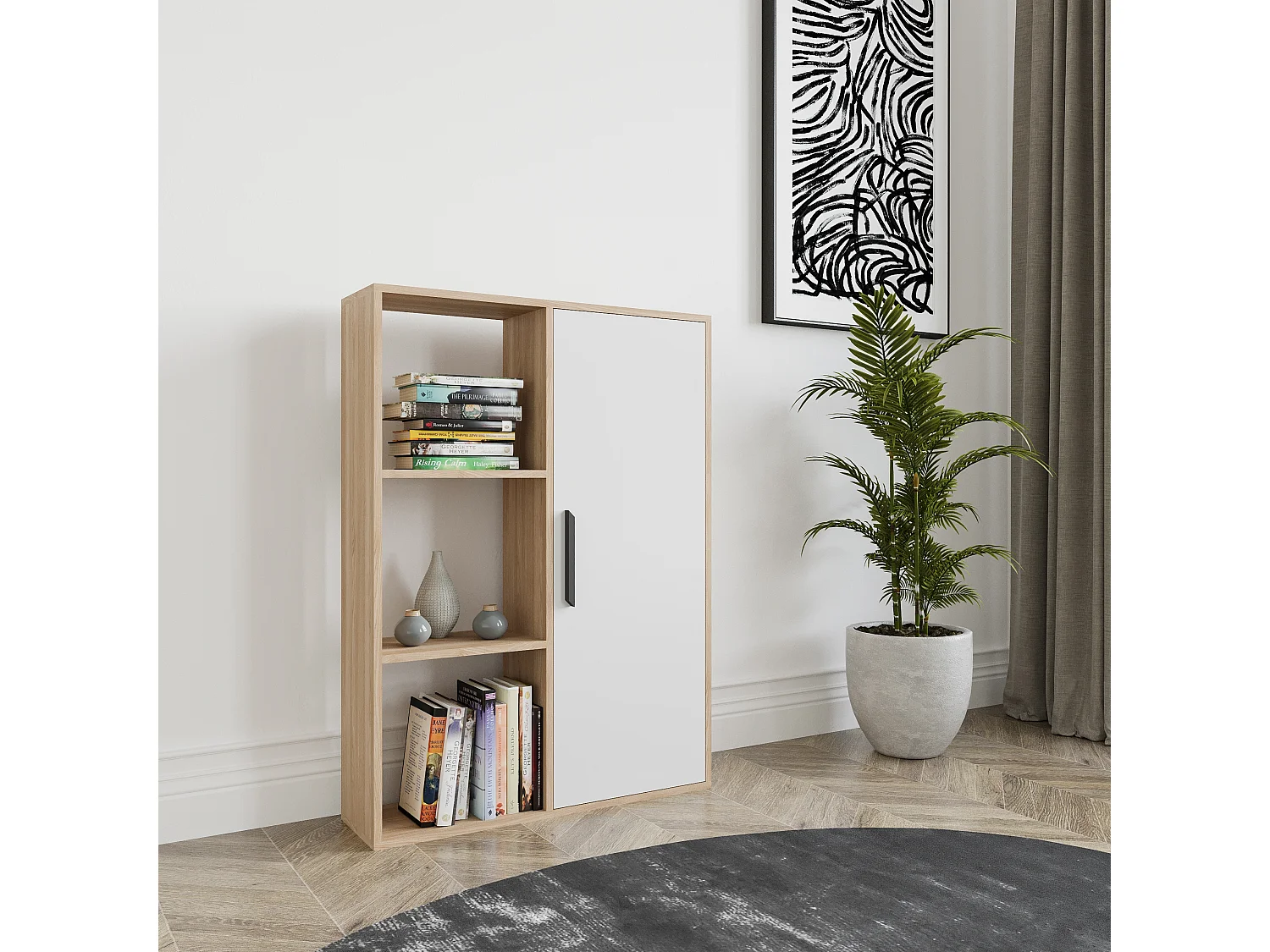 Decorotika Patrick 3 Shelves and a Cabinet Bookcase