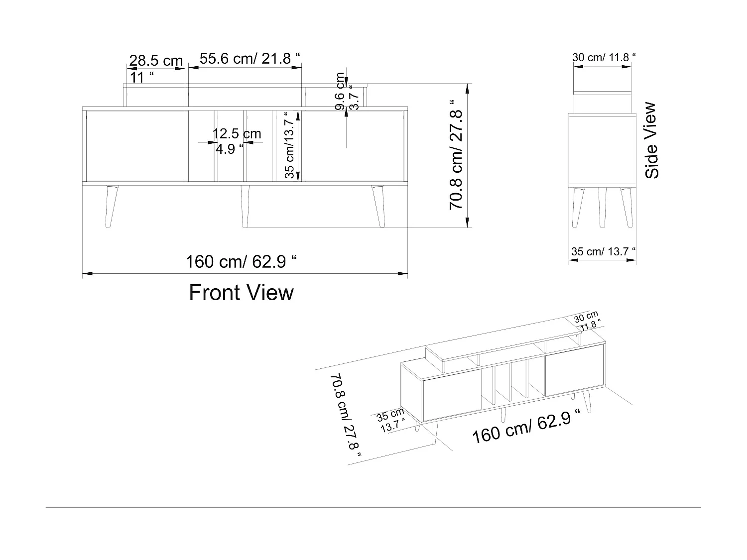 Decorotika Char  TV Unit for TVs up to 72 inch White and White Marble Effect