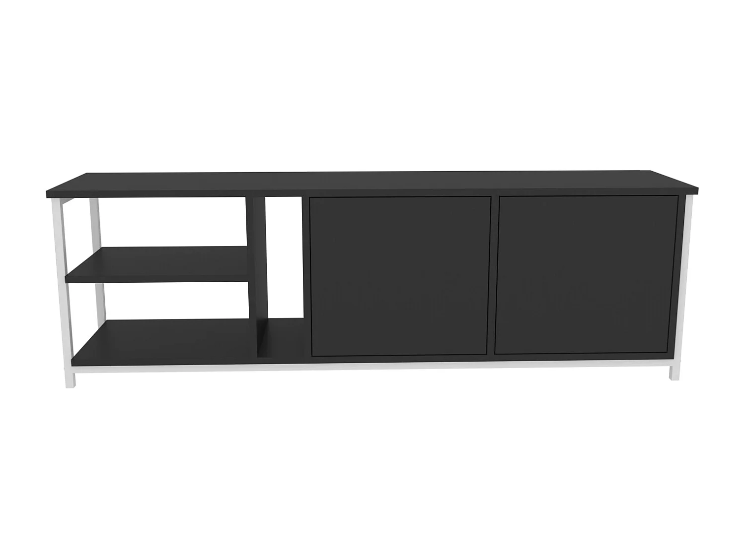 Decorotika Primrose TV Unit for TV's up to 72 inches with Cabinets and Open Shelves
