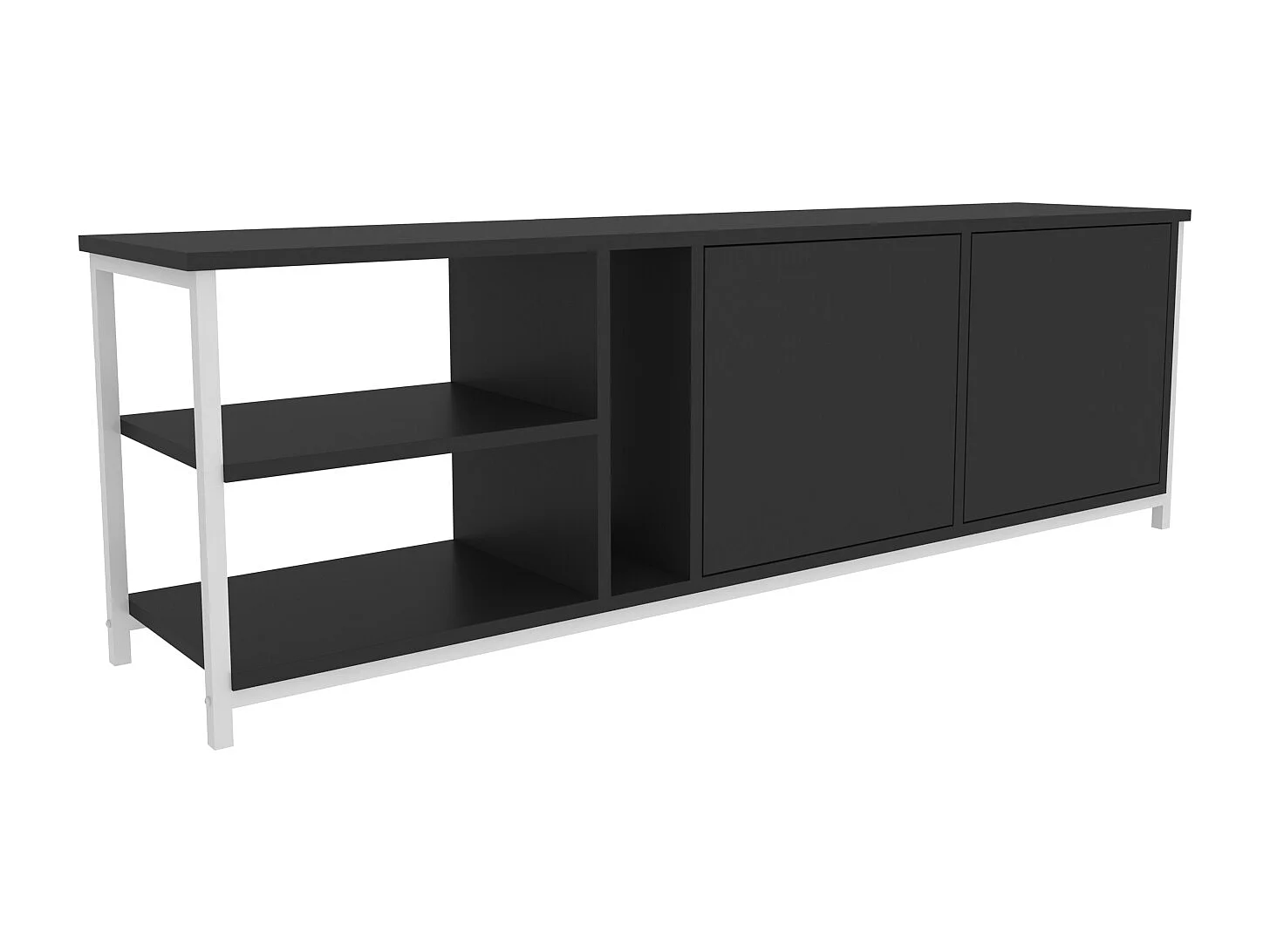 Decorotika Primrose TV Unit for TV's up to 72 inches with Cabinets and Open Shelves