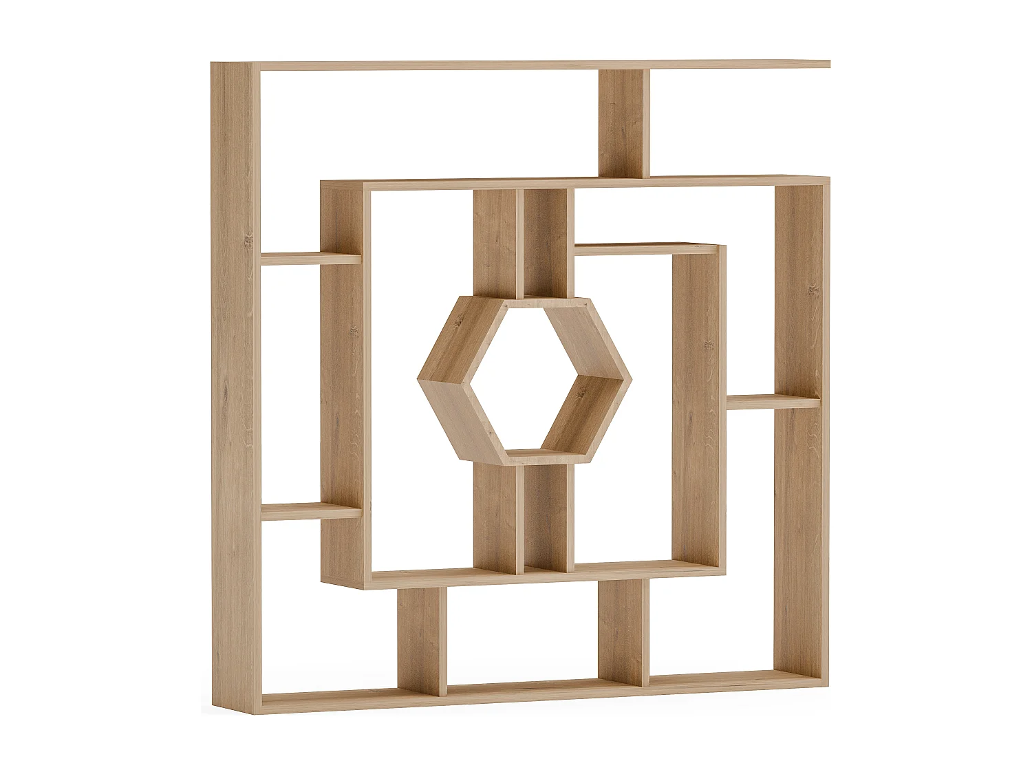 Decorotika Labrina Geometric Design Bookcase - 134 cm H x 134 cm W x 23 cm D