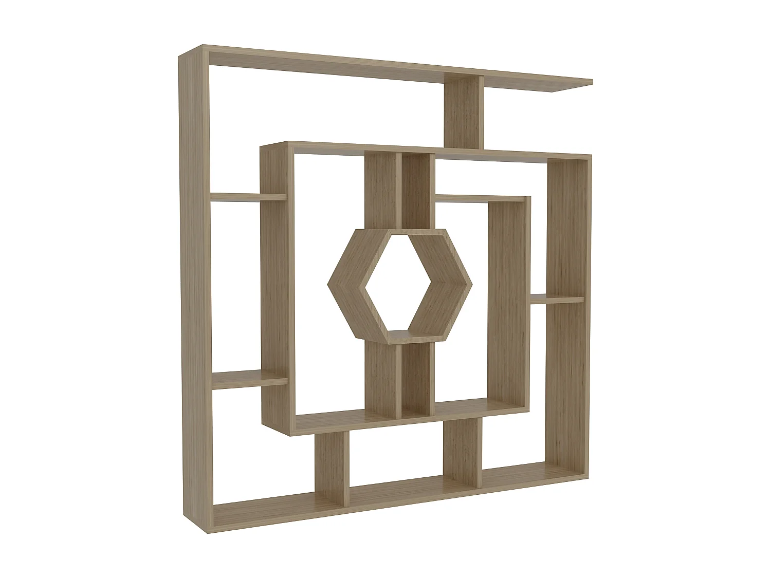 Decorotika Labrina Geometric Design Bookcase - 134 cm H x 134 cm W x 23 cm D