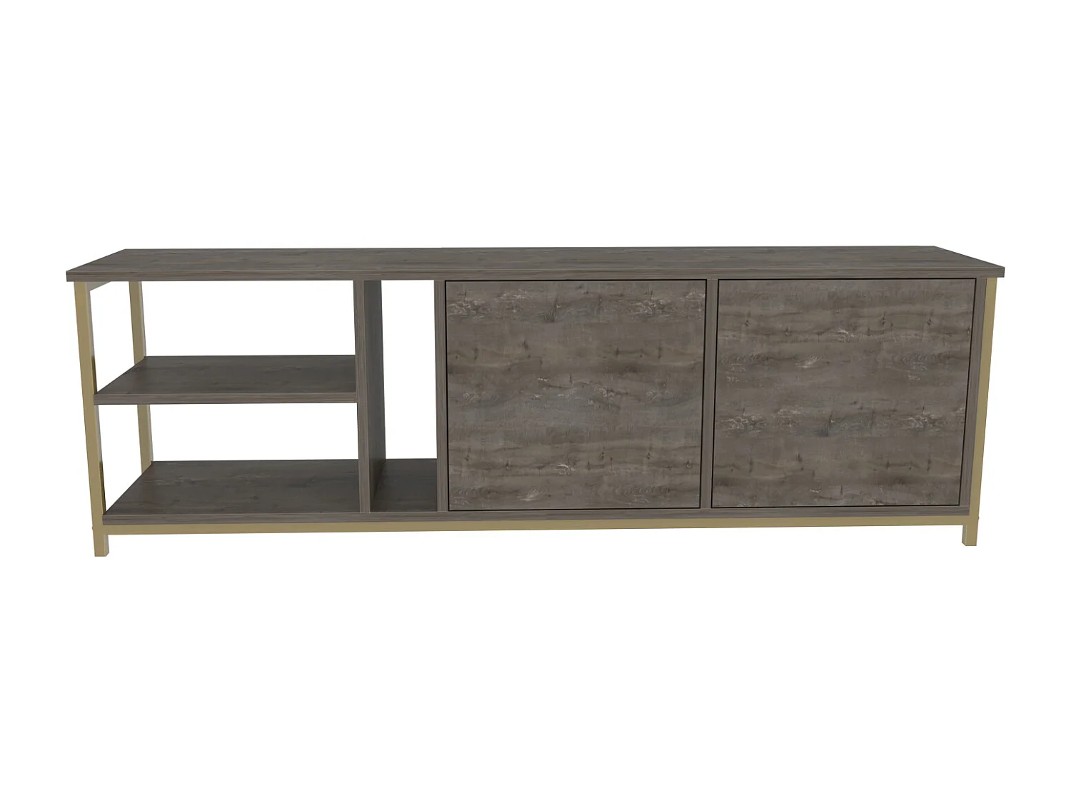 Decorotika Primrose TV Unit for TV's up to 72 inches with Cabinets and Open Shelves