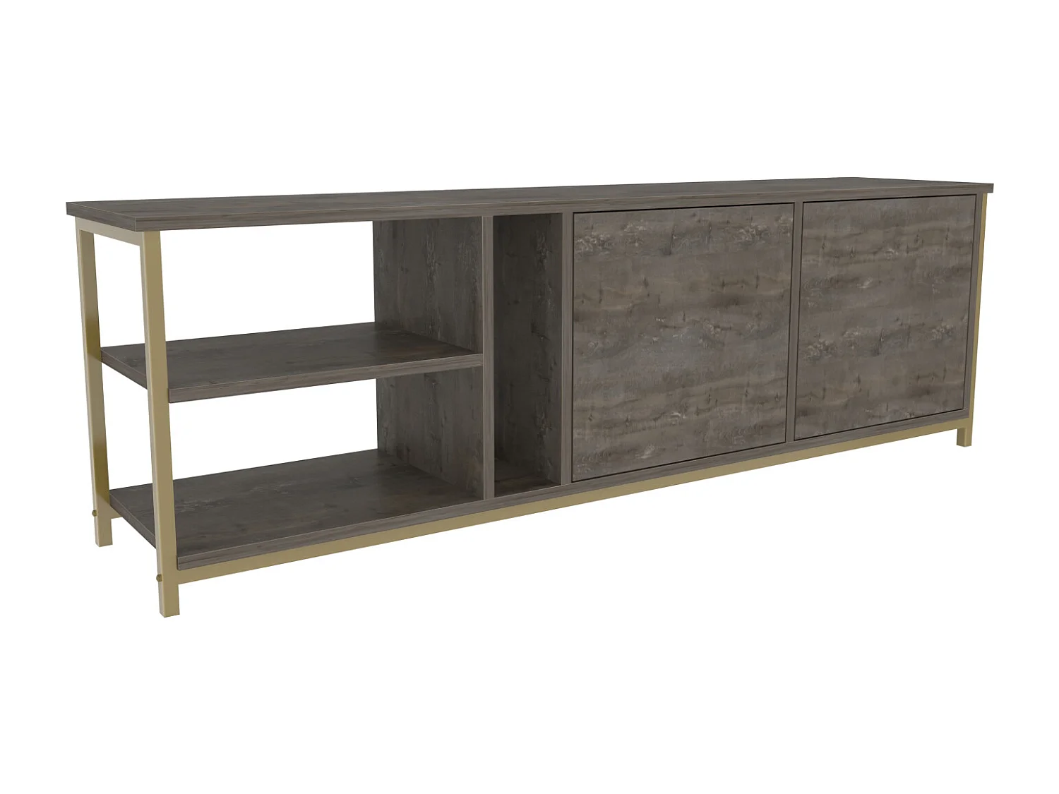 Decorotika Primrose TV Unit for TV's up to 72 inches with Cabinets and Open Shelves