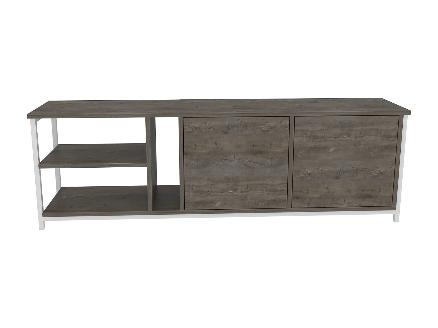 Decorotika Primrose TV Unit for TV's up to 72 inches with Cabinets and Open Shelves