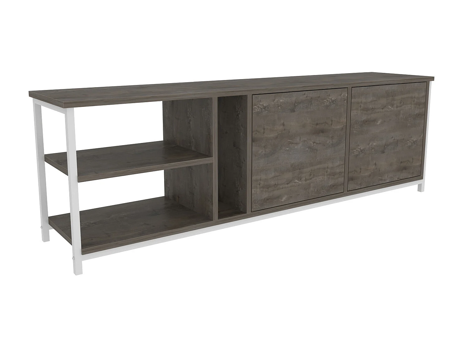 Decorotika Primrose TV Unit for TV's up to 72 inches with Cabinets and Open Shelves