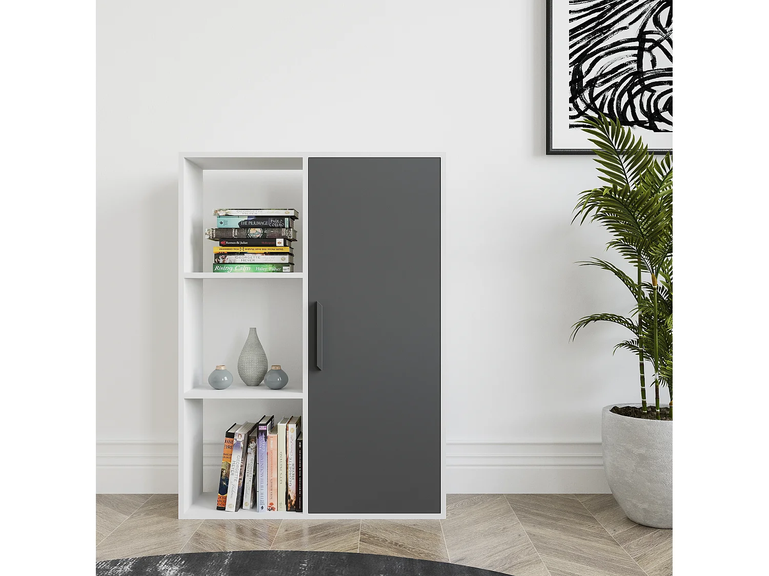 Decorotika Patrick 3 Shelves and a Cabinet Bookcase