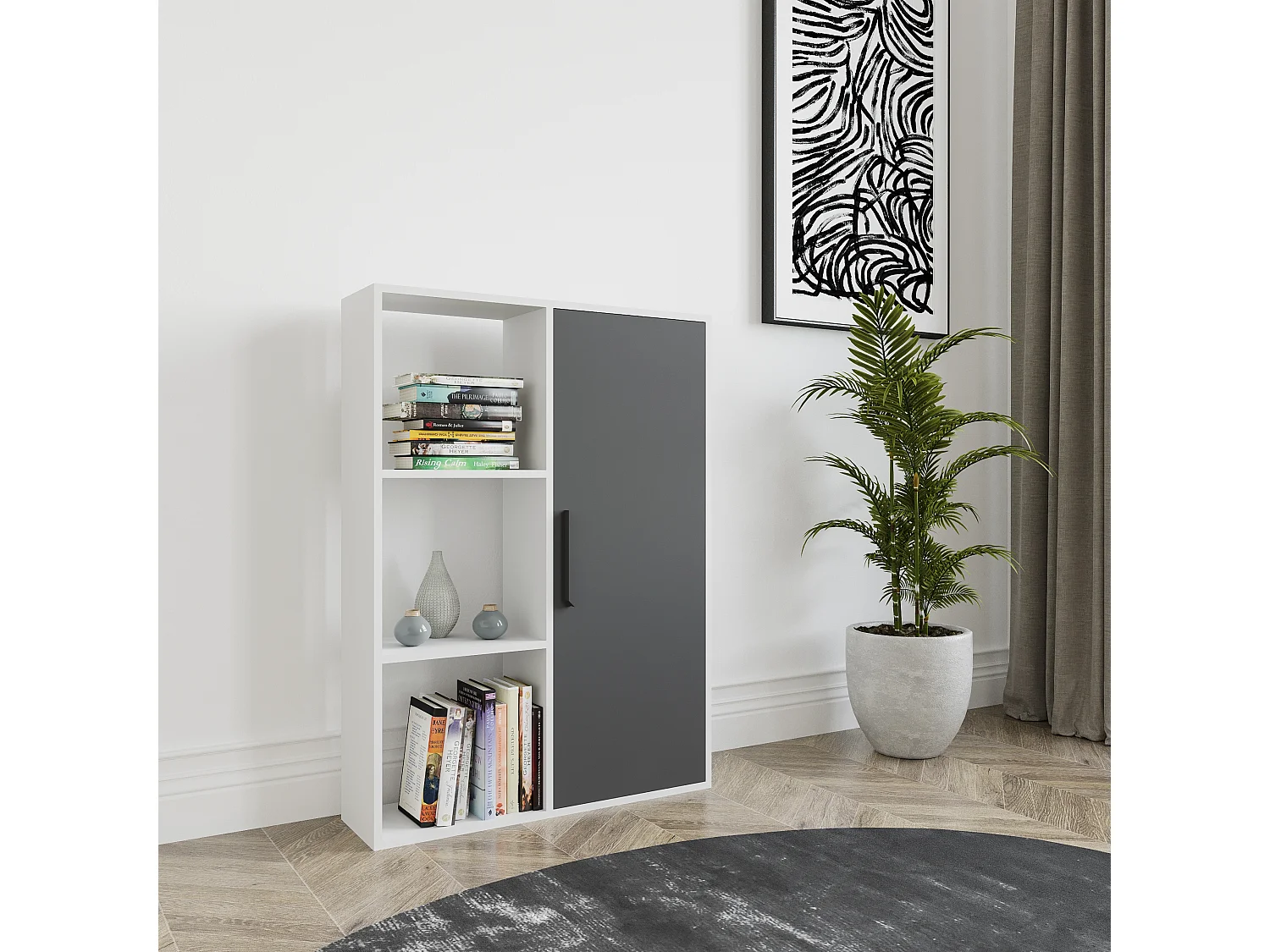 Decorotika Patrick 3 Shelves and a Cabinet Bookcase