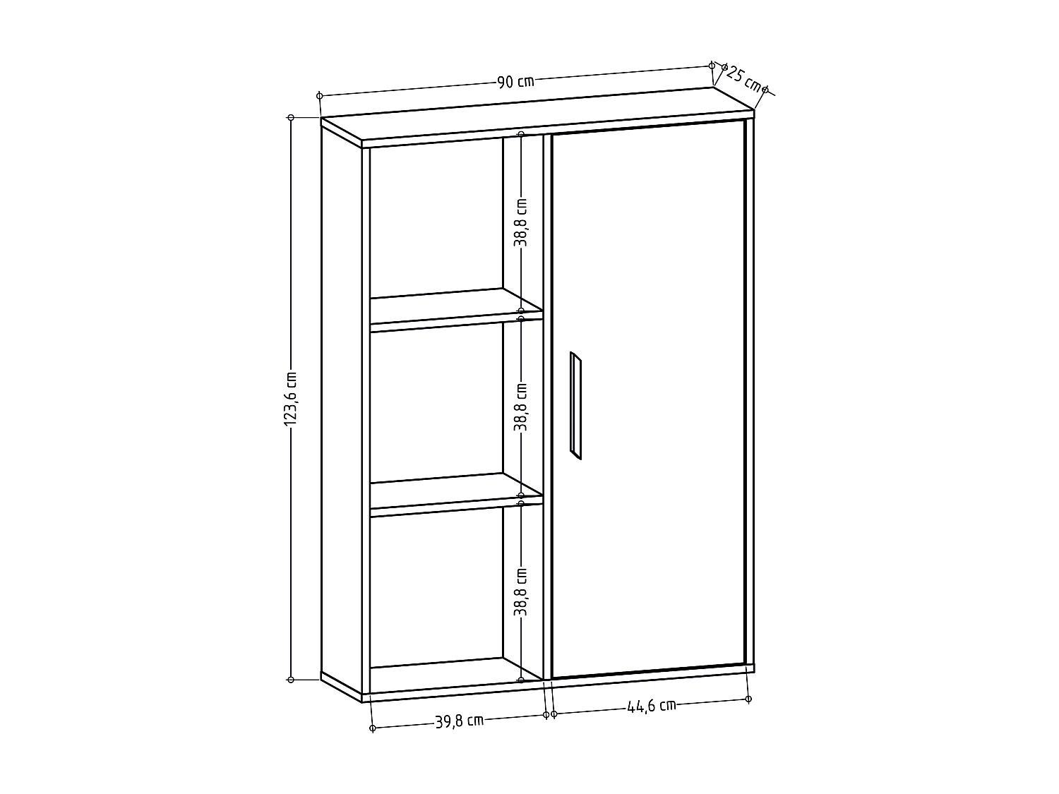 Decorotika Patrick 3 Shelves and a Cabinet Bookcase