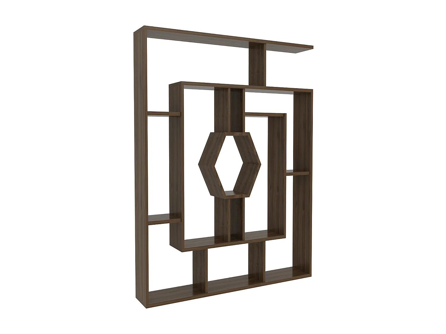 Decorotika Labrina Geometric Design Bookcase - 134 cm H x 134 cm W x 23 cm D