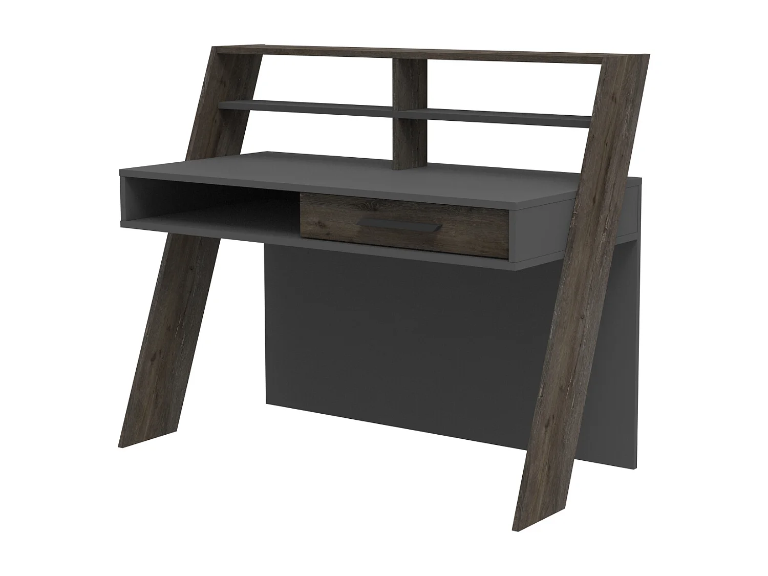 Decorotika Soho Computer Desk with Open Shelves and Drawer - W 123 cm x H 104 cm x D 59 cm