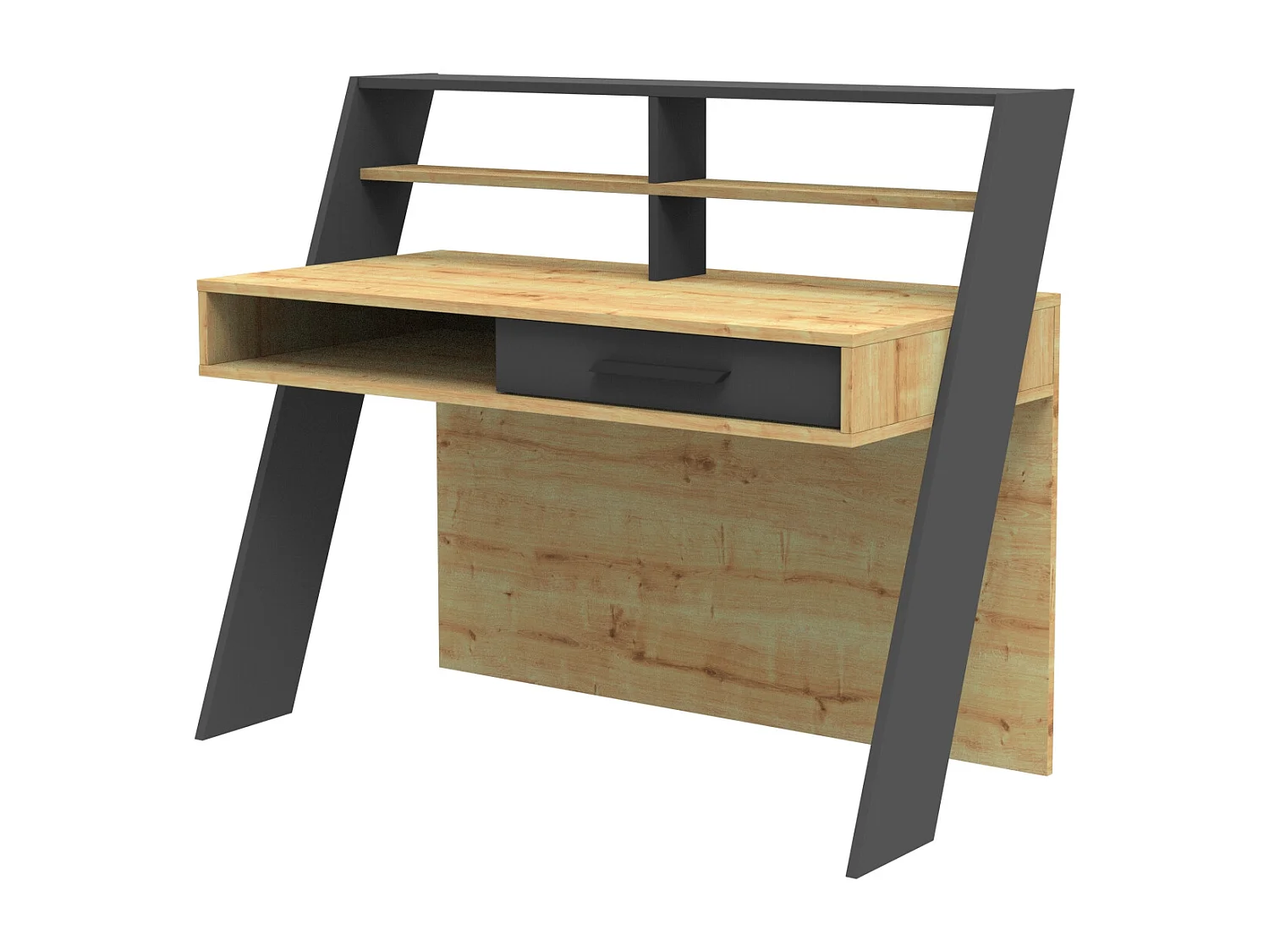 Decorotika Soho Computer Desk with Open Shelves and Drawer - W 123 cm x H 104 cm x D 59 cm