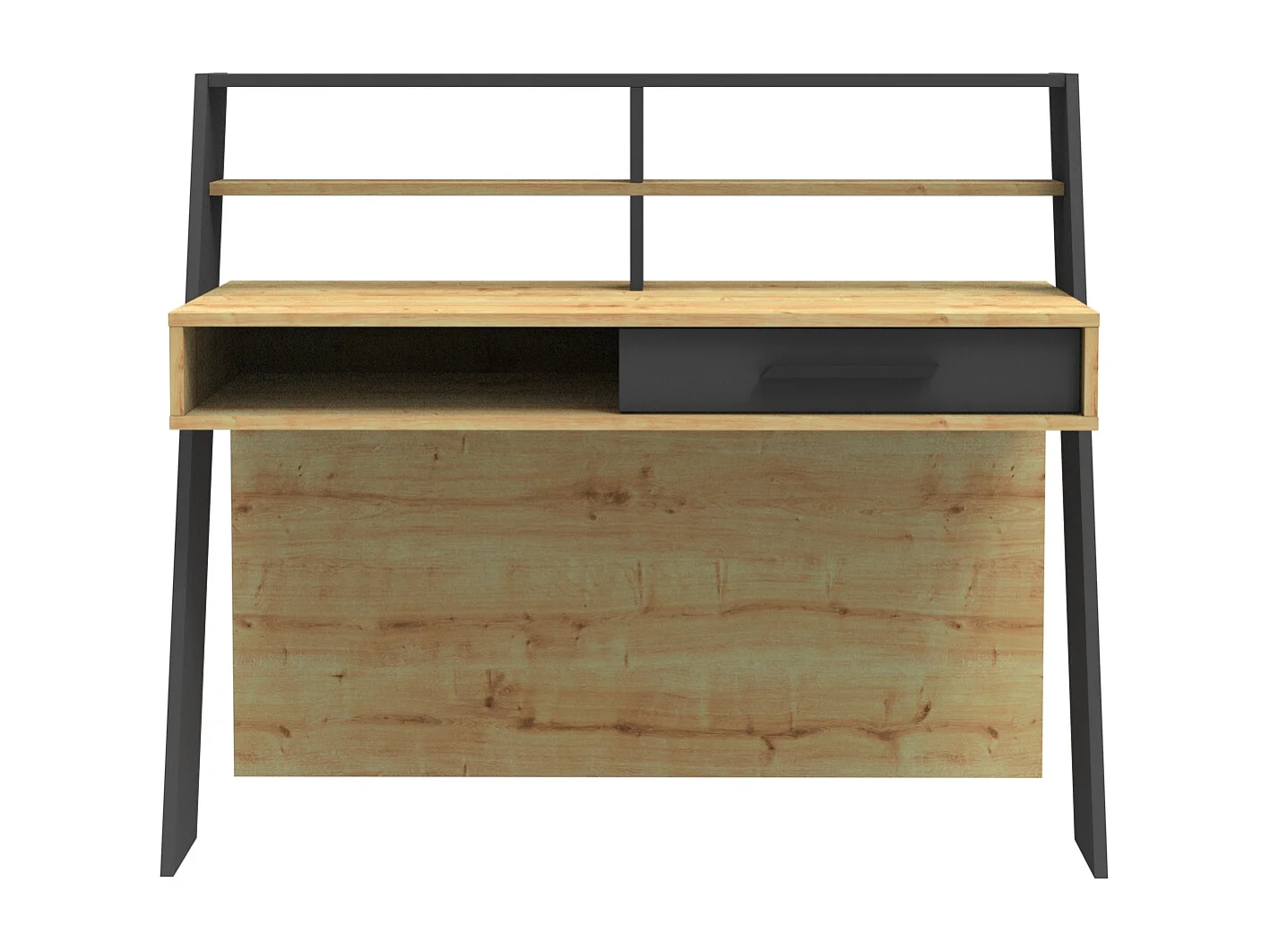 Decorotika Soho Computer Desk with Open Shelves and Drawer - W 123 cm x H 104 cm x D 59 cm