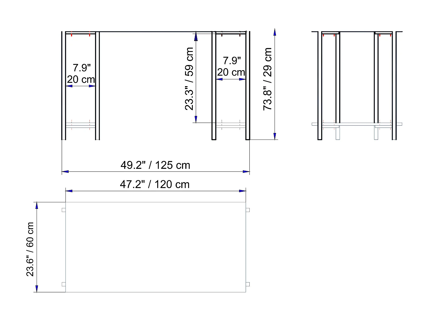 Decorotika Reader Computer Desk with Metal Frame - W 120 cm x H 73.8 cm x D 60 cm