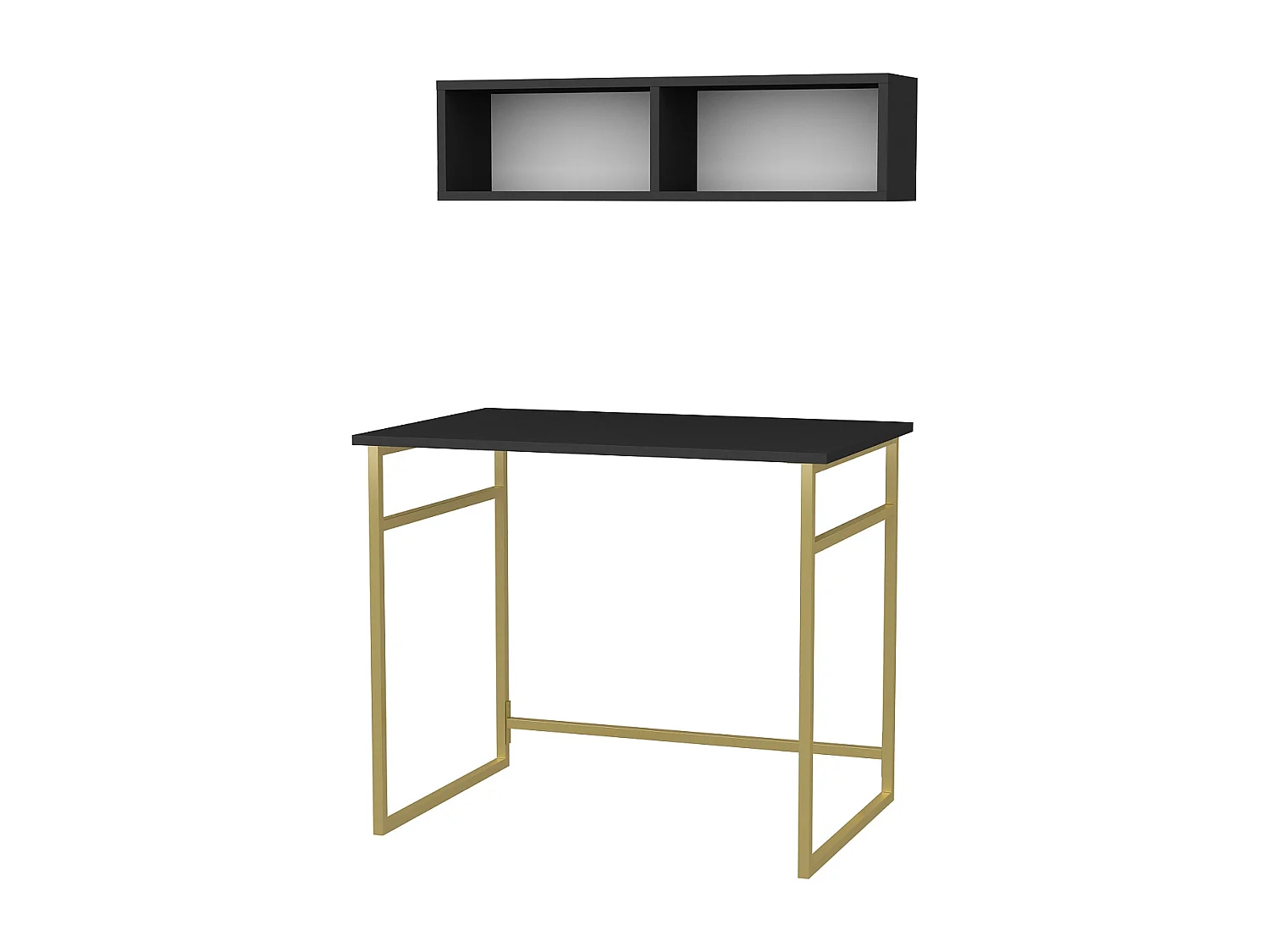 Decorotika Hussum Metal Frame Computer Desk with Wall Shelf - 90 cm W x 75 cm H x 60 cm D
