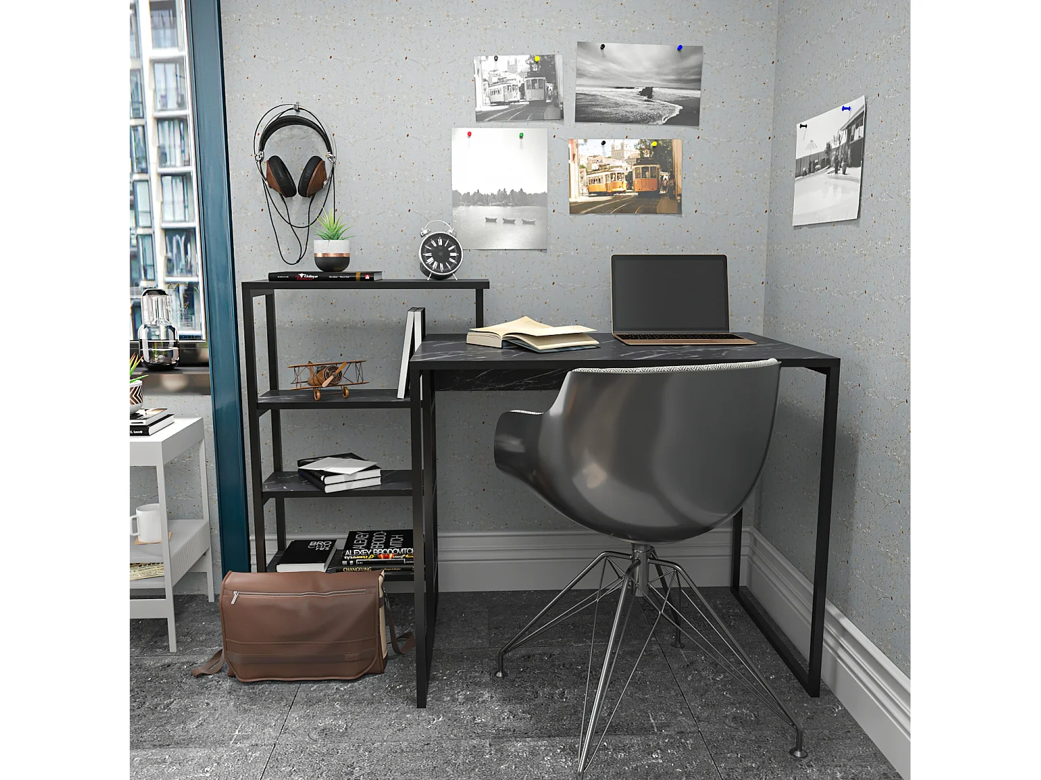 Decorotika Rino Computer Desk Study Desk with Shelves - W 133 cm x D 60 cm x H 92 cm