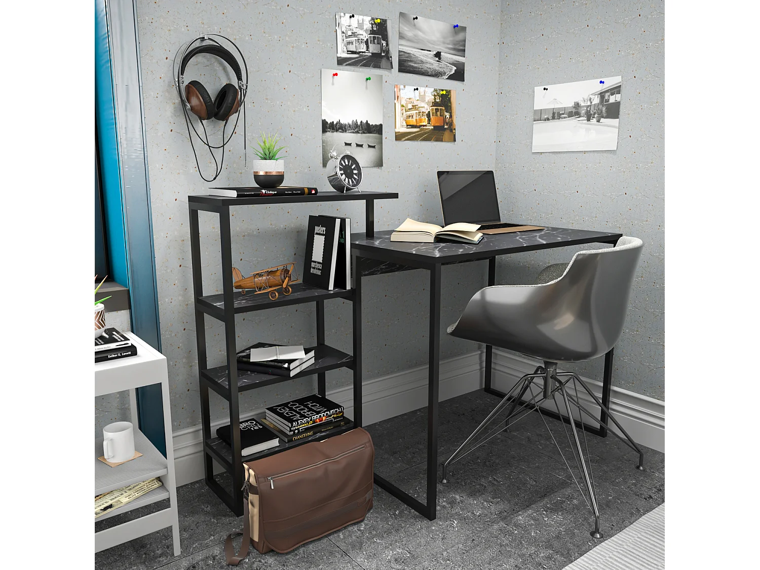 Decorotika Rino Computer Desk Study Desk with Shelves - W 133 cm x D 60 cm x H 92 cm