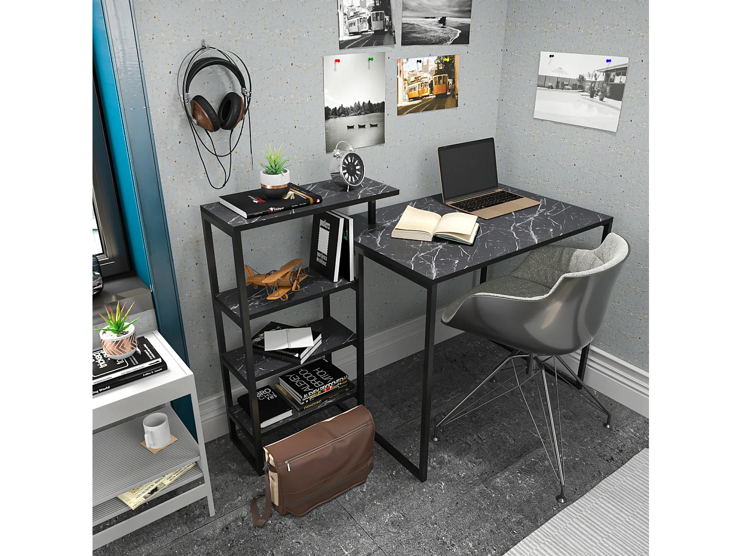 Decorotika Rino Computer Desk Study Desk with Shelves - W 133 cm x D 60 cm x H 92 cm