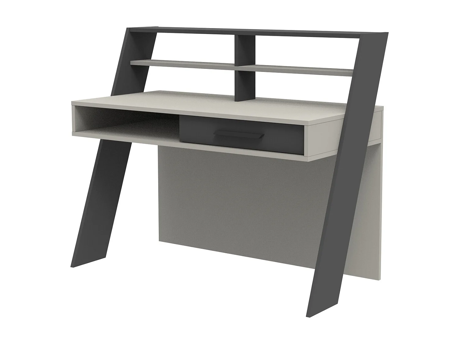 Decorotika Soho Computer Desk with Open Shelves and Drawer - W 123 cm x H 104 cm x D 59 cm