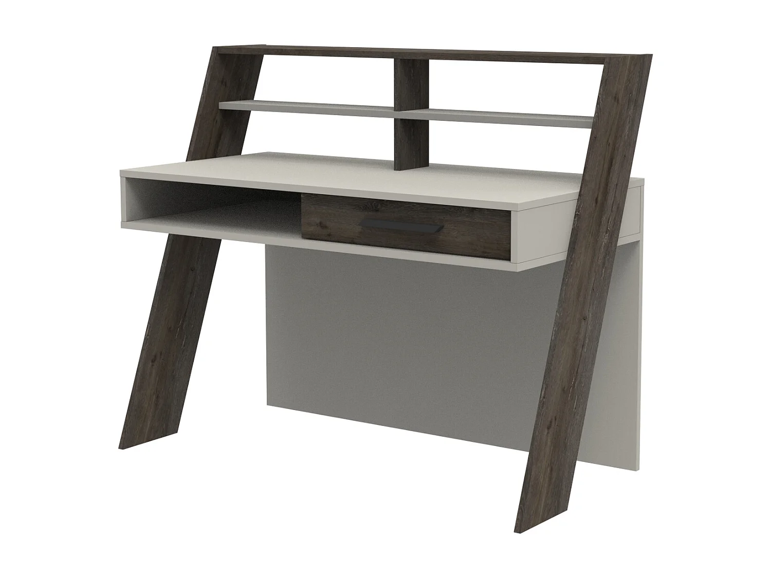 Decorotika Soho Computer Desk with Open Shelves and Drawer - W 123 cm x H 104 cm x D 59 cm