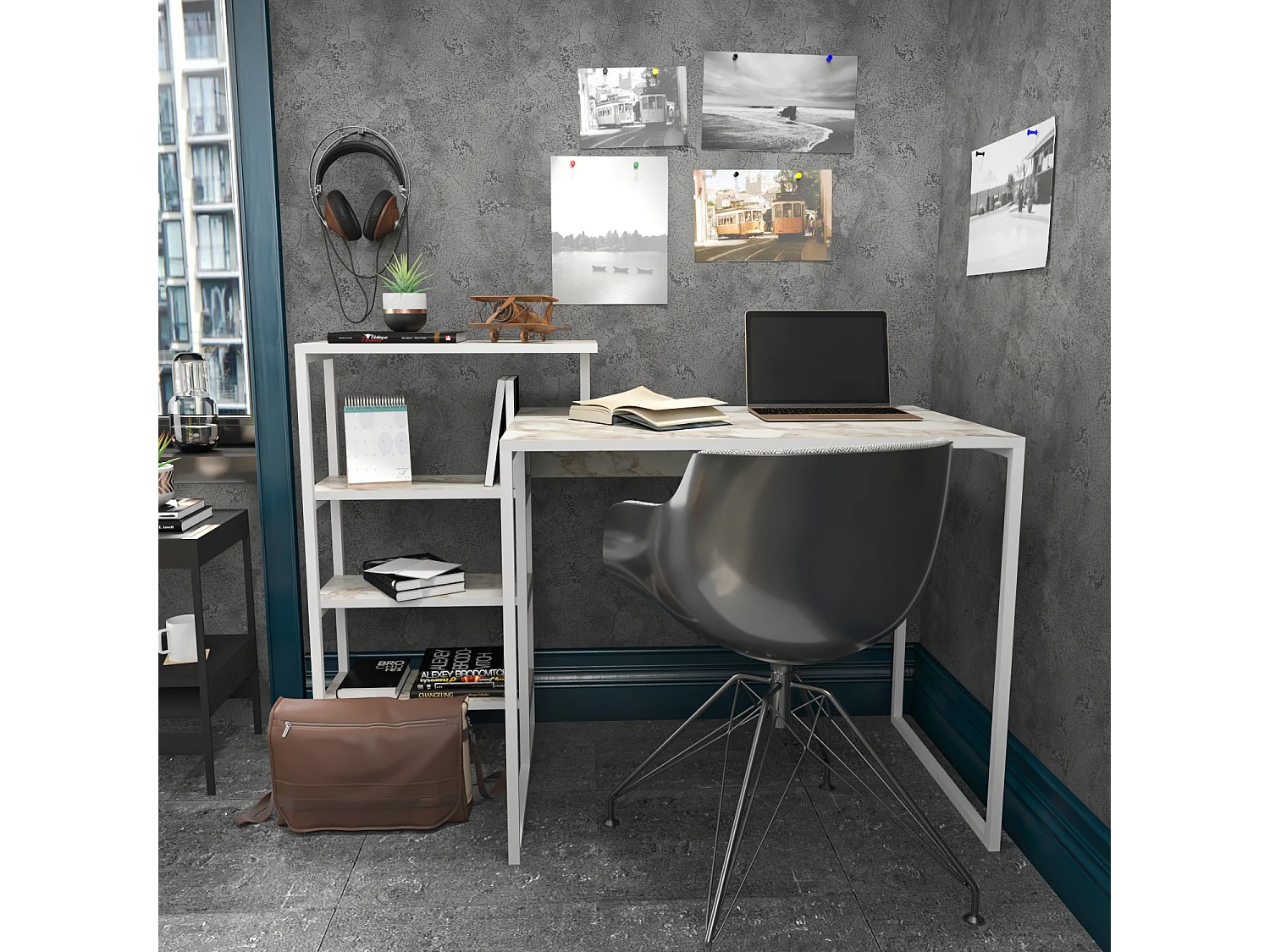 Decorotika Rino Computer Desk Study Desk with Shelves - W 133 cm x D 60 cm x H 92 cm