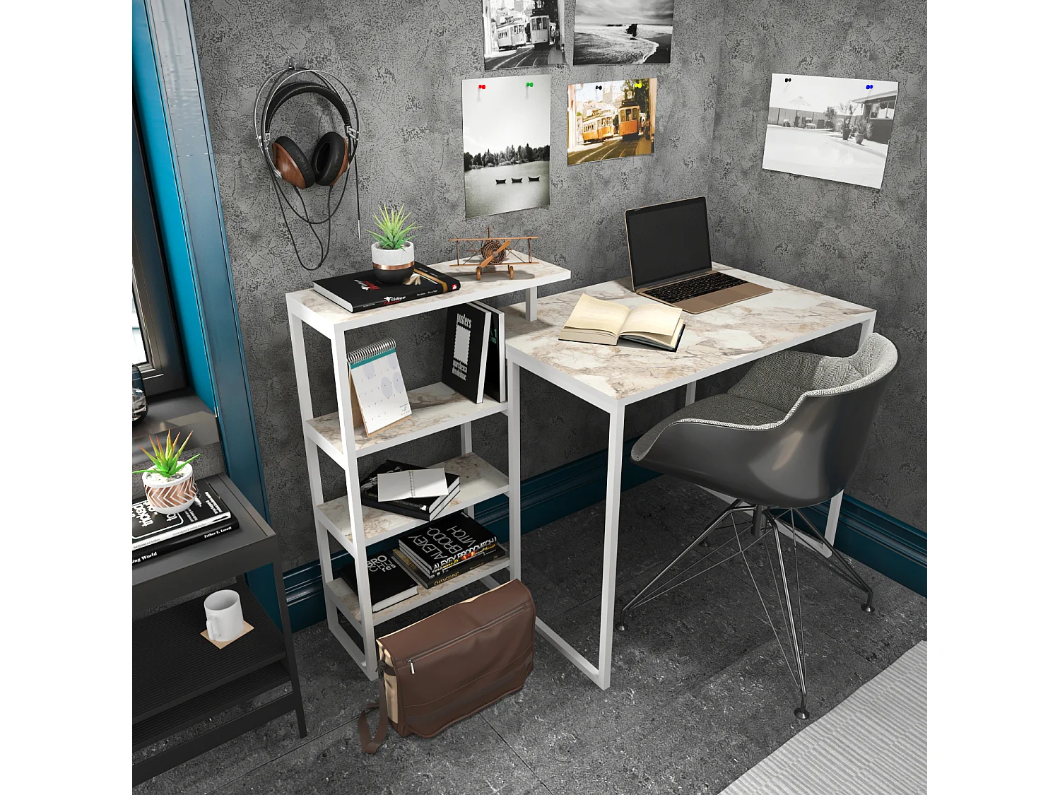 Decorotika Rino Computer Desk Study Desk with Shelves - W 133 cm x D 60 cm x H 92 cm