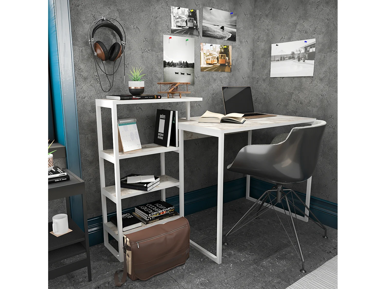 Decorotika Rino Computer Desk Study Desk with Shelves - W 133 cm x D 60 cm x H 92 cm