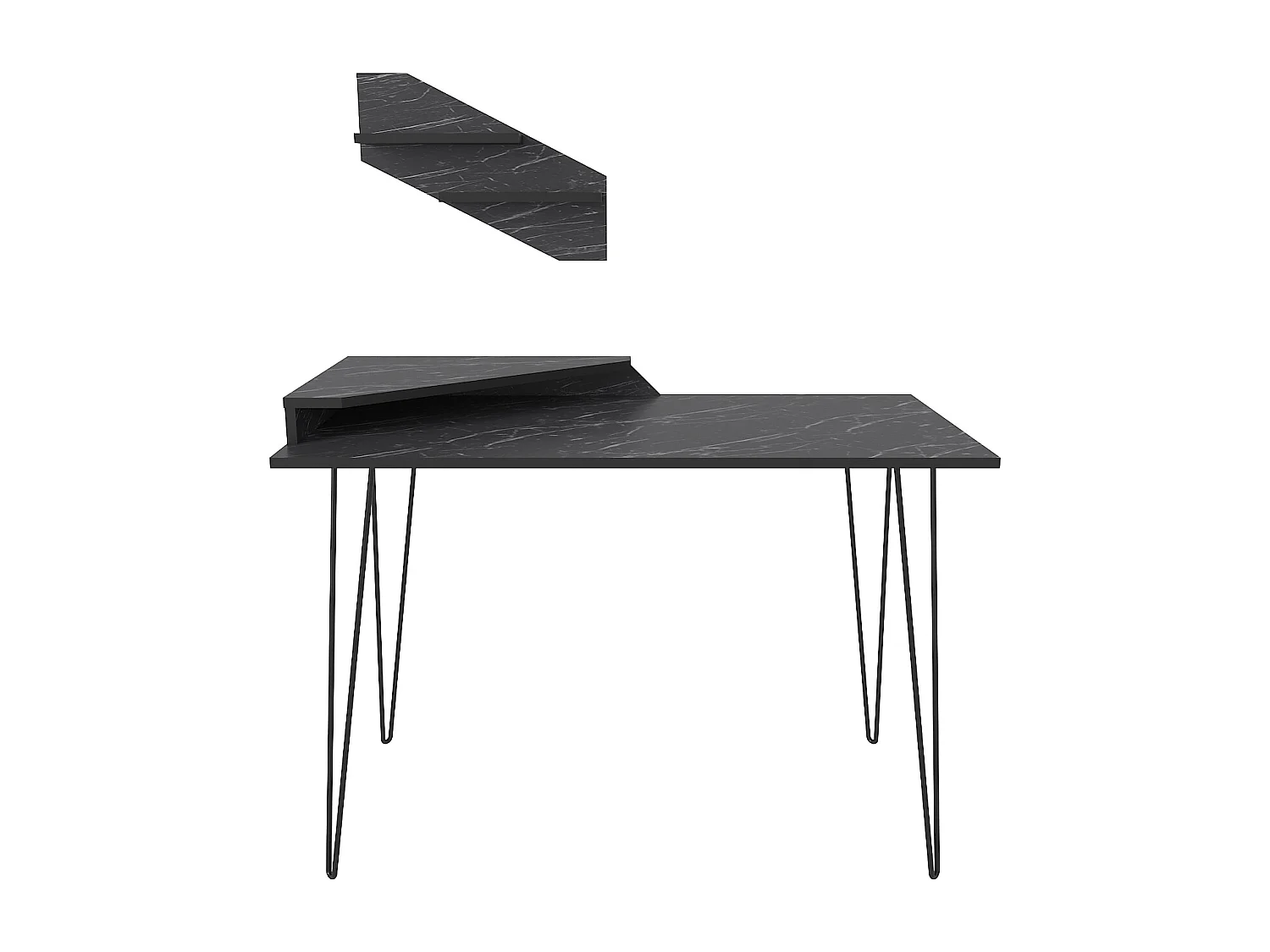 Decorotika Desalvo Study Desk with Wall Shelf and Metal Legs - W 120 cm x H 75 cm x D 60 cm