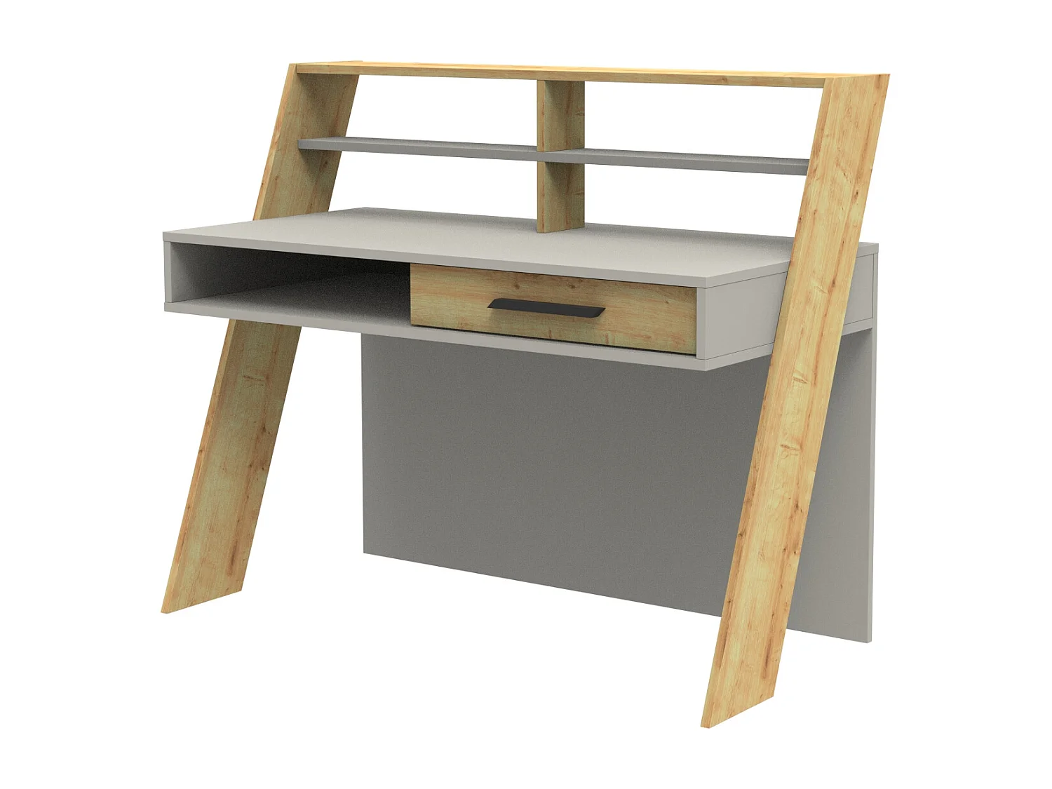 Decorotika Soho Computer Desk with Open Shelves and Drawer - W 123 cm x H 104 cm x D 59 cm