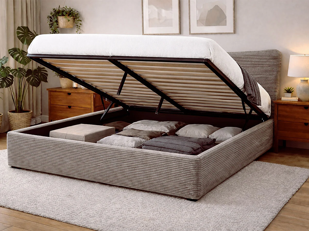 Cama de Casal Dance, Estrado Elevatório (Cinza)(200×180 cm)