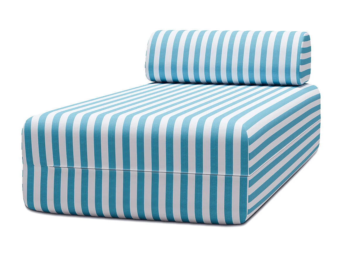 Méridienne modulable - Tissu extérieur à rayures, blanc et bleu