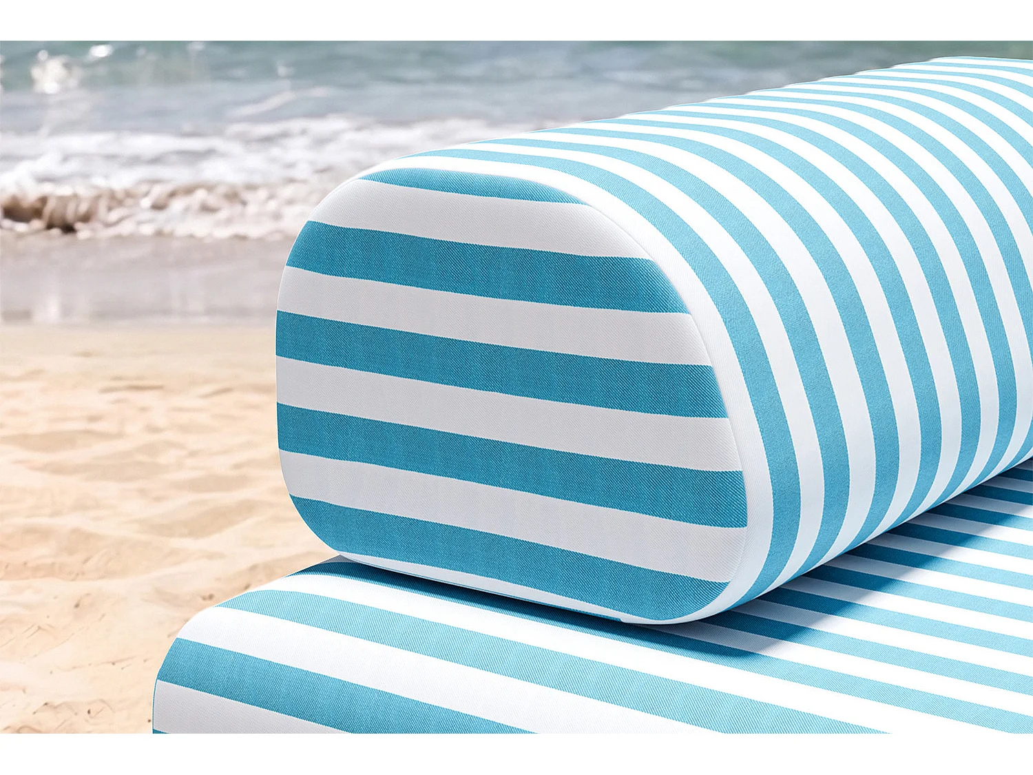 Méridienne modulable - Tissu extérieur à rayures, blanc et bleu