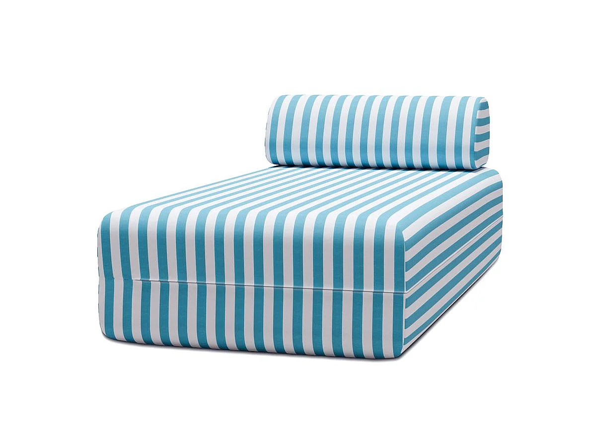 Méridienne modulable - Tissu extérieur à rayures, blanc et bleu