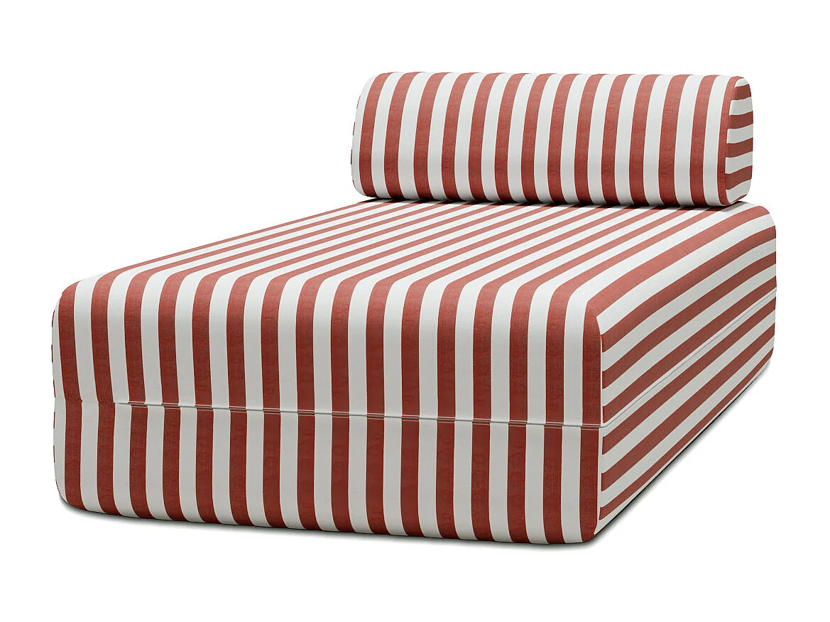 Méridienne modulable - Tissu extérieur à rayures, blanc et rouge
