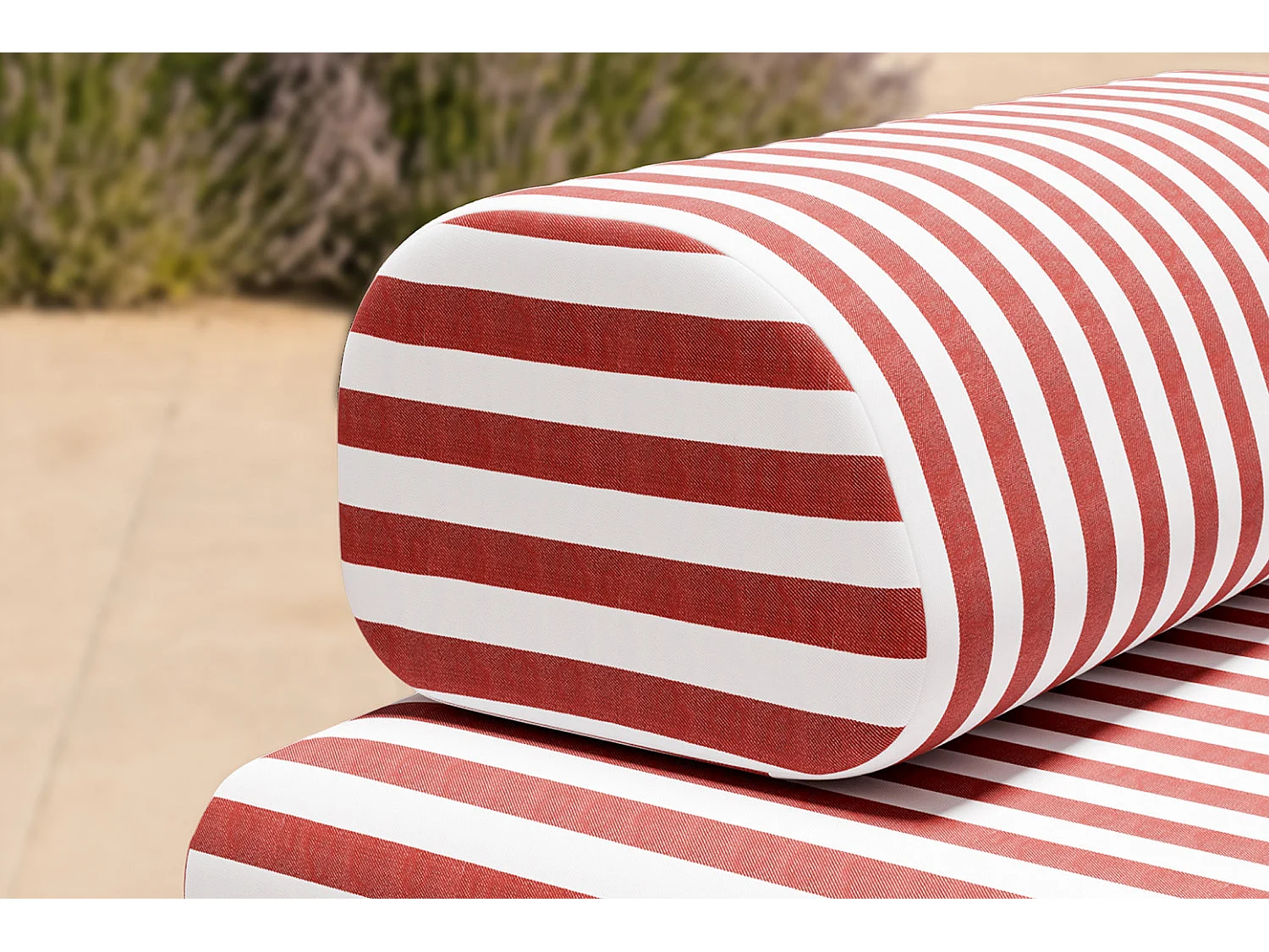 Méridienne modulable - Tissu extérieur à rayures, blanc et rouge