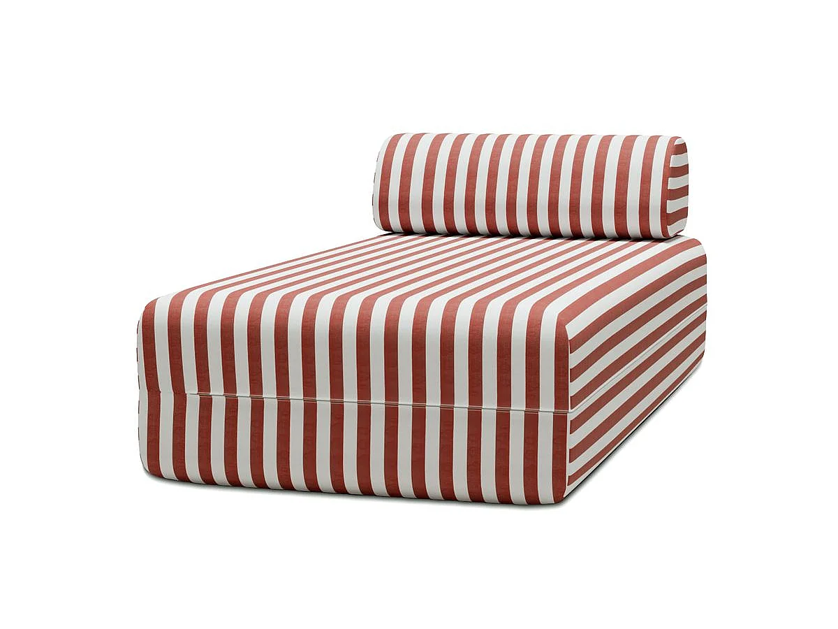 Méridienne modulable - Tissu extérieur à rayures, blanc et rouge